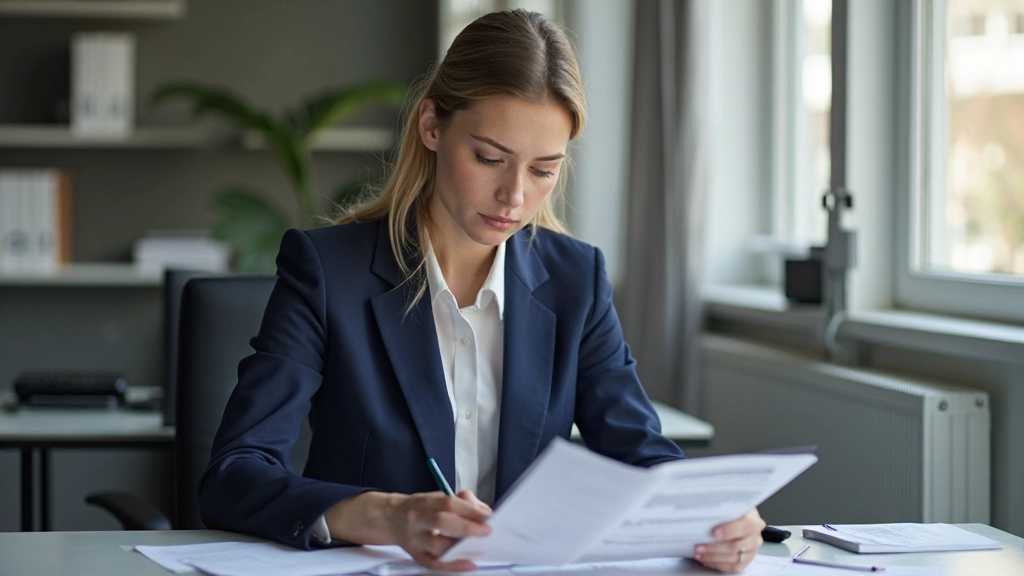 Professioneel kantoor met person die notities analyseert en strategisch denkt